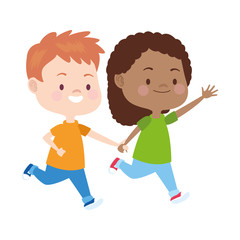 happy girl and boy running icon