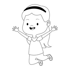 happy little girl icon, flat design