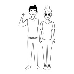 cartoon adult couple icon, flat design