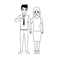 cartoon couple of businessman and woman icon