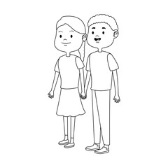 Fototapeta na wymiar Happy teenage couple icon, flat design