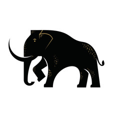 Elephant abstract minimal simple geometric logo design template silhouette isolated with white background