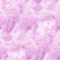 Seamless stars pattern. Watercolor line celebration background.