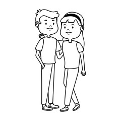 Obraz na płótnie Canvas cartoon teenage couple icon, flat design