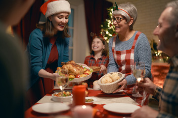family celebrating Christmas