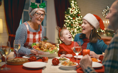 family celebrating Christmas