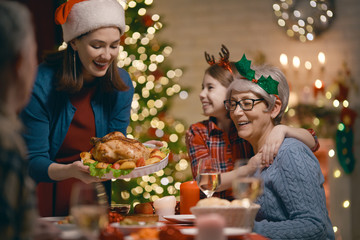 family celebrating Christmas