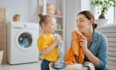 family doing laundry