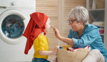 family doing laundry
