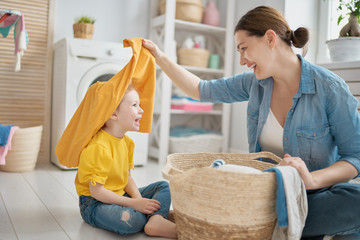 family doing laundry