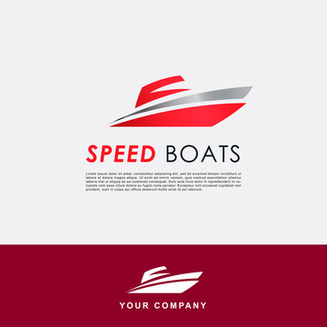 Modern Speed Boat Logo Template. Red Gradient Color.