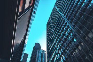 Modern office building close up in Hong Kong