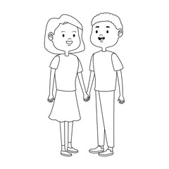 teen couple standing icon, flat design