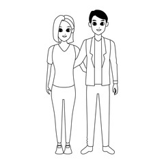 happy young couple cartoon icon, flat design