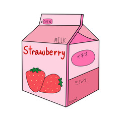 Strawberry milk box vector illustration isolated on white background.