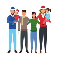 Fototapeta premium avatar family with little kids and friends, colorful design