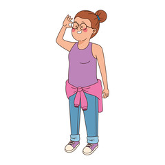 cool teen girl with glasses icon