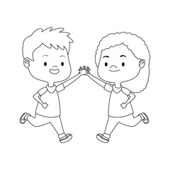 happy girl and boy playing icon