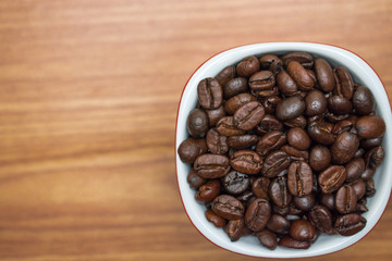 Close up texture of coffee beans in a glass