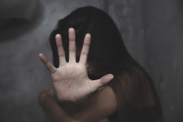 Women lift the palm,Stop sexual abuse , anti-trafficking and stopping violence against woman,...