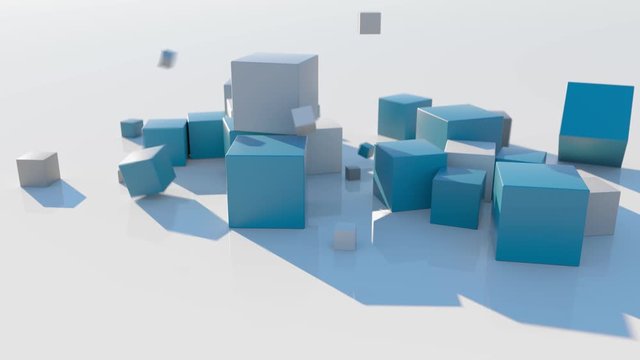4K Abstract Falling Cubes. 3D CGI animation.
