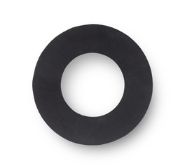 Black rubber sealing ring for plumbing. Isolated on white background.