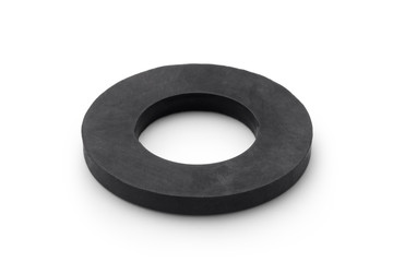 Black rubber sealing ring for plumbing. Isolated on white background.