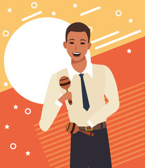 cartoon musician man with maracas