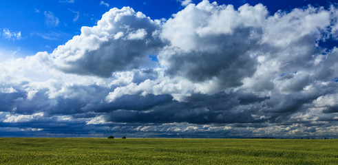 Beautiful summer fields and storm clouds in a remote rural area in Europe