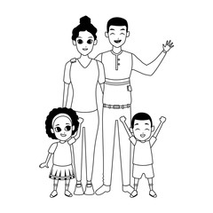 cartoon happy family icon, flat design