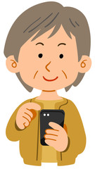 スマートフォンを操作するシニアの女性