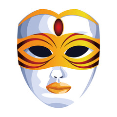 colorful Mardi gras mask icon, flat design