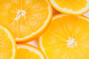 Close up slices of orange background.