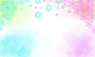 Fototapeta na wymiar Watercolor background with snowflake. Digital drawing. Can be used as banner, presentation, flyer, poster, web design, website, invitations.