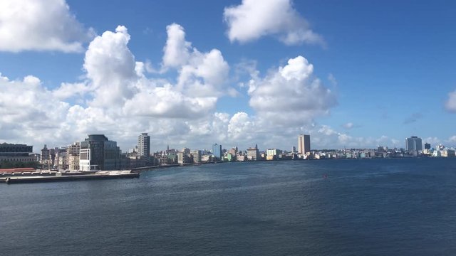 Camera pan along the skyline of HAVANNA, CUBA