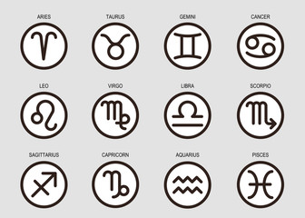 horoscope zodiac sign icon set