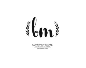 B M BM Initial handwriting logo design. Beautyful design handwritten logo for fashion, team, wedding, luxury logo.