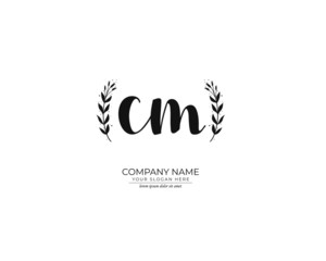 C M CM Initial handwriting logo design. Beautyful design handwritten logo for fashion, team, wedding, luxury logo.