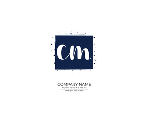 C M CM Initial handwriting logo design. Beautyful design handwritten logo for fashion, team, wedding, luxury logo.