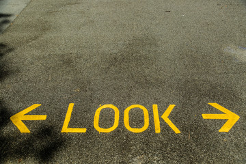 look right and left road safety sign