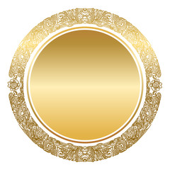 Vintage drawing ornament gold frame. Custom hand draw line art with luxury style.