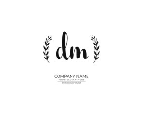 D M DM Initial handwriting logo design. Beautyful design handwritten logo for fashion, team, wedding, luxury logo.