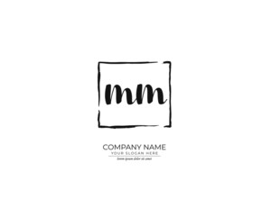M MM Initial handwriting logo design. Beautyful design handwritten logo for fashion, team, wedding, luxury logo.