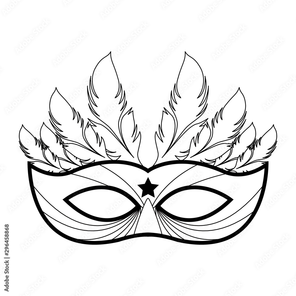 Wall mural Masquerade mask icon, black and white design