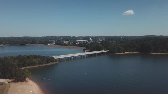 Aerial Flyover Lake Hartwell Toward Death Valley At Clemson