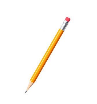 Tilted pencil isolated on white background