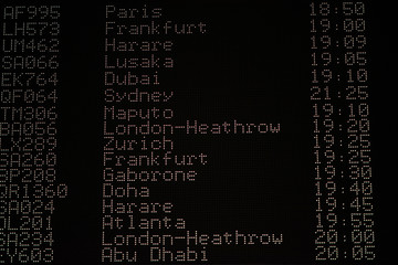 Electronic display of departing flights at airport