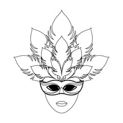 Masquerade mask icon, black and white design