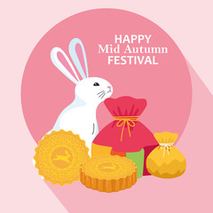 lucky bag and rabbit, Happy mid autumn festival design
