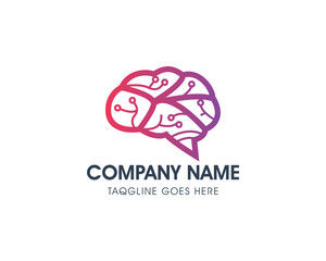 Obraz premium Creative Digital Brain Logo Design Template